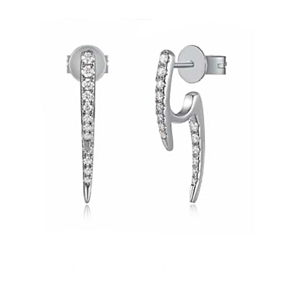 Large Diamond Dagger J Huggie Earrings