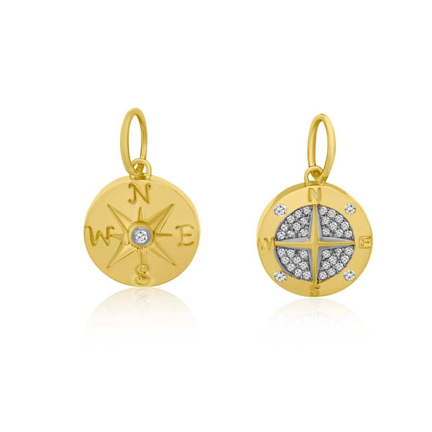 Two Sided Gold and Diamond Directional Charm