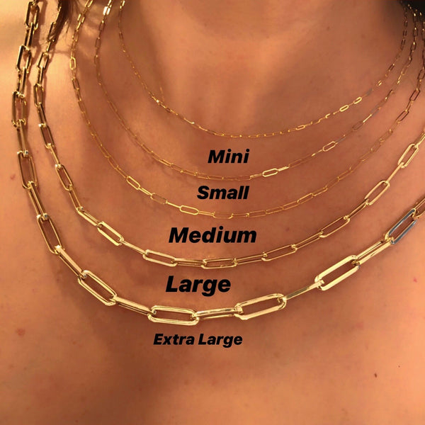 Large 14k Gold Paper Clip Chain Necklace - Main Image
