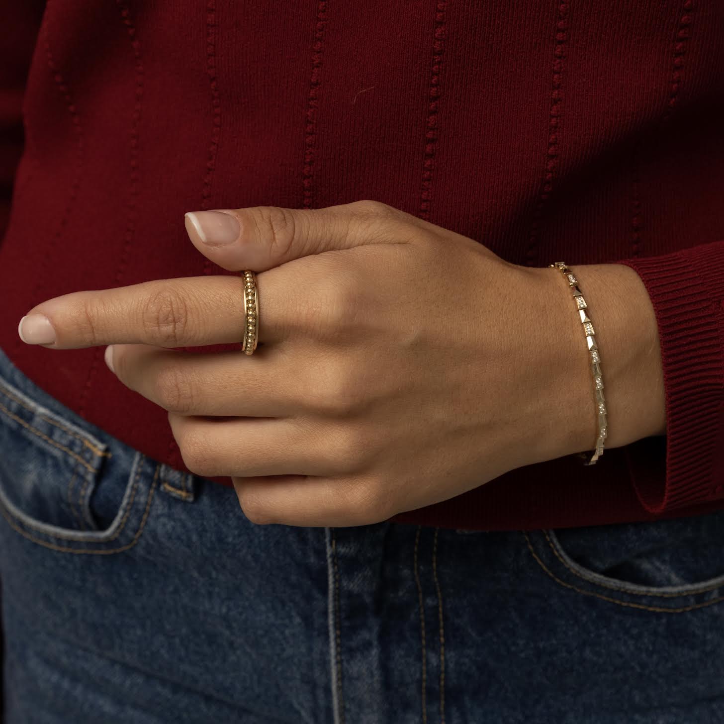 14k Solid Gold Ball Spinner Ring