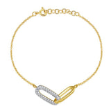 Gold And Diamond Interlocking Link Bracelet