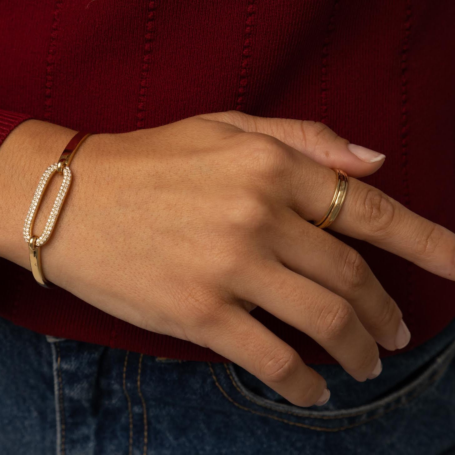14k Yellow Gold Hammered Spinner Ring