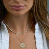 Bezel Set Diamond And Gold Disc Choker Necklace