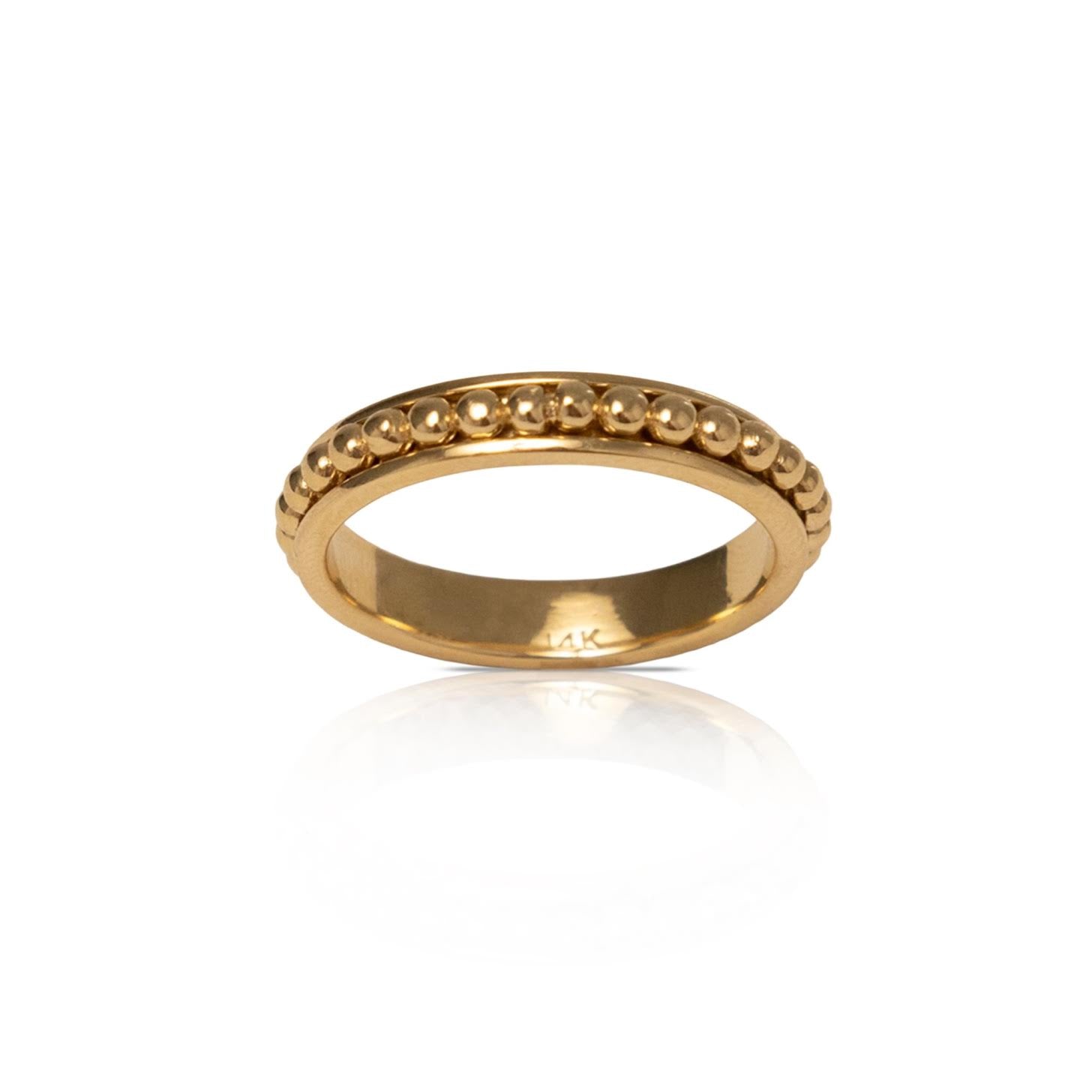 14k Solid Gold Ball Spinner Ring