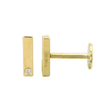 Flat Back Gold Bar Earring With Single Diamond