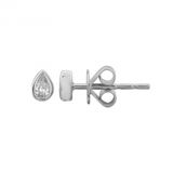 Pear Shape Bezel Set Diamond Stud