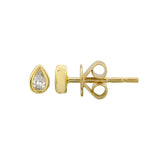 Pear Shape Bezel Set Diamond Stud