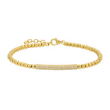 14k Yellow Gold Bead Diamond Bar Bracelet