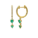 Diamond Huggie With Emerald Drop Earring