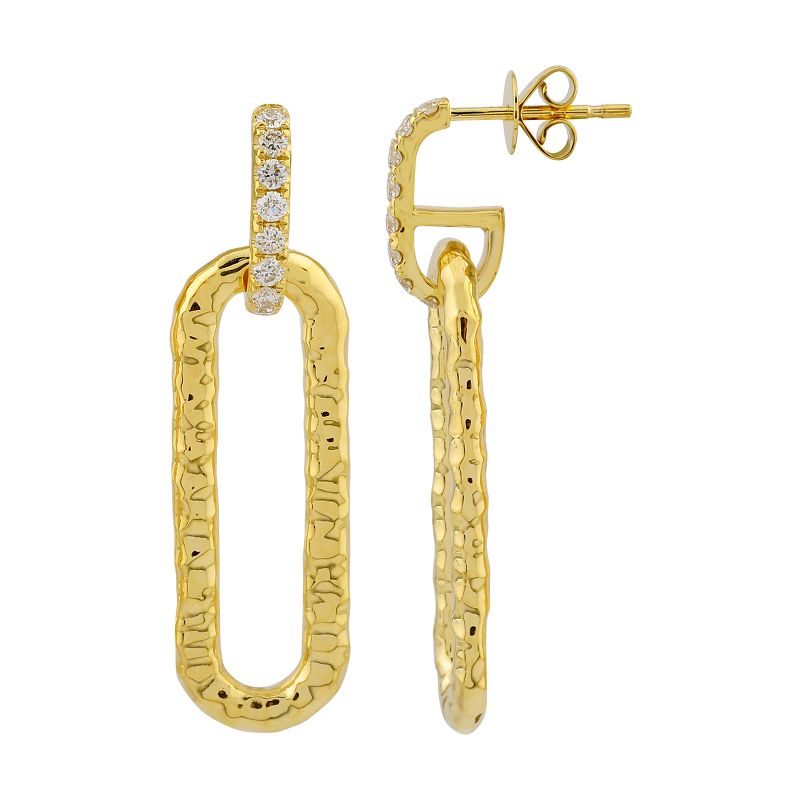 Diamond Stick And Hammered Bubble Link Earring