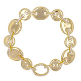 Gold and Diamond Puff Mariner Link Bracelet