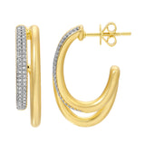 Medium Pavé Diamond And Gold Split J Hoop