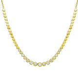 Graduated Bezel Diamond And Gold Disc Chain Necklace