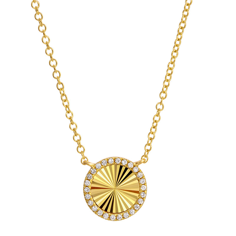 Small Fluted Gold And Diamond Disc Necklace – NicoleHD Jewelry