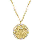 Fluted Diamond Disc Necklace