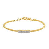 Flexible Gold And Pavé Diamond Bar Skinny Omega Bracelet