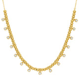 14k Yellow Gold Bead Diamond Chain Necklace