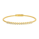 14k Yellow Gold Ball Detail Bezel Diamond Bangle