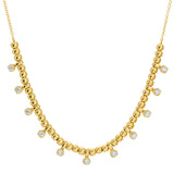 14k Yellow Gold Diamond Prong Ball Necklace