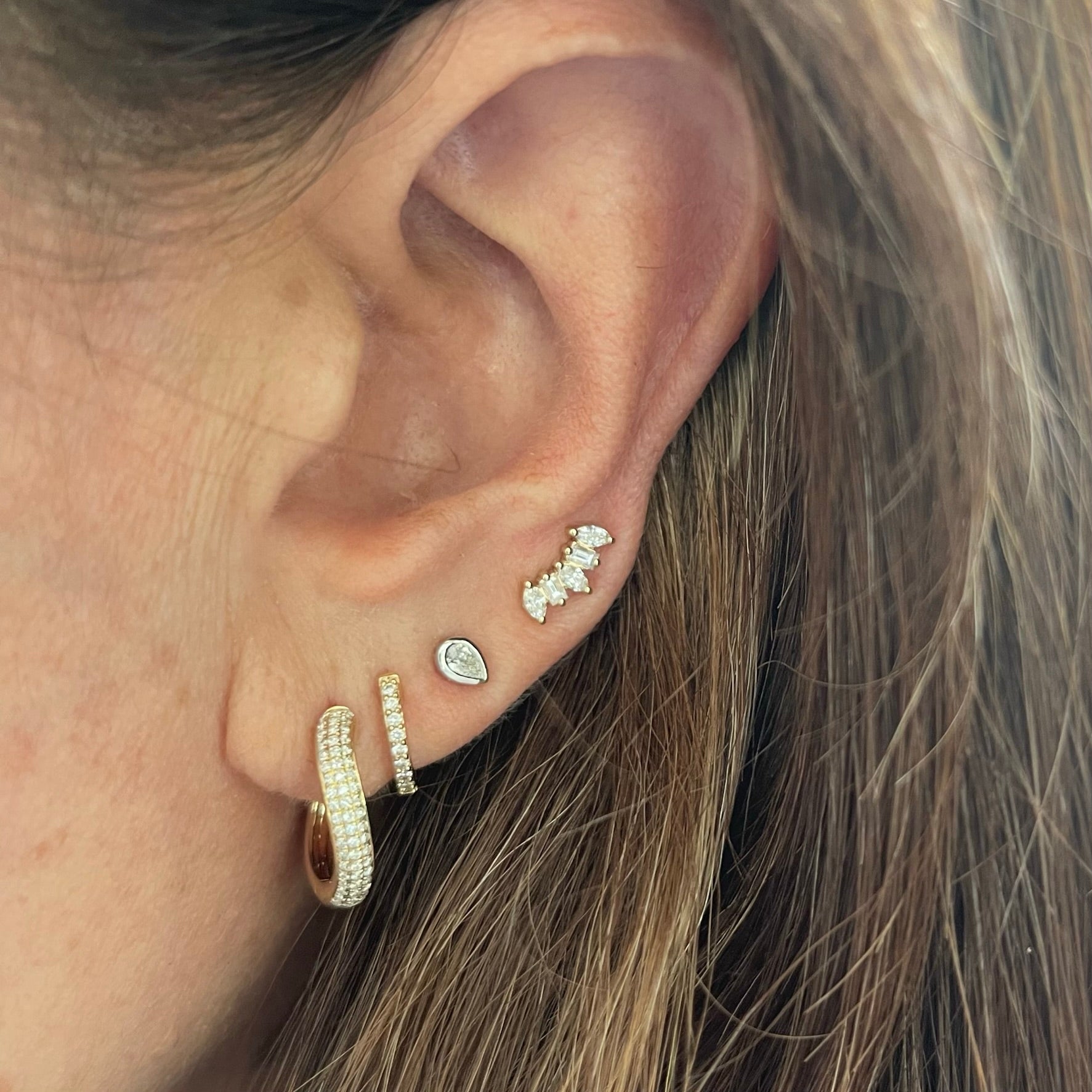 Diamond Baguette And Marquise Crawler Earring