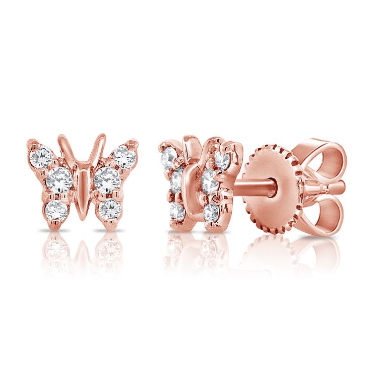 Mini Diamond Butterfly Stud Earring