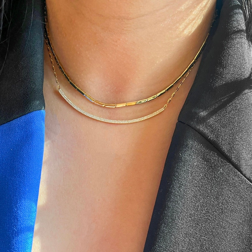 Movable Gold Bar Choker Necklace
