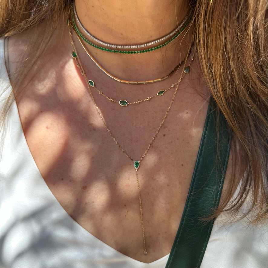 Emerald Bolo Choker Necklace