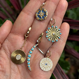Gold Diamond Lapis Compass Charm