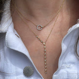 Asymmetrical Diamond Bezel Lariat Necklace