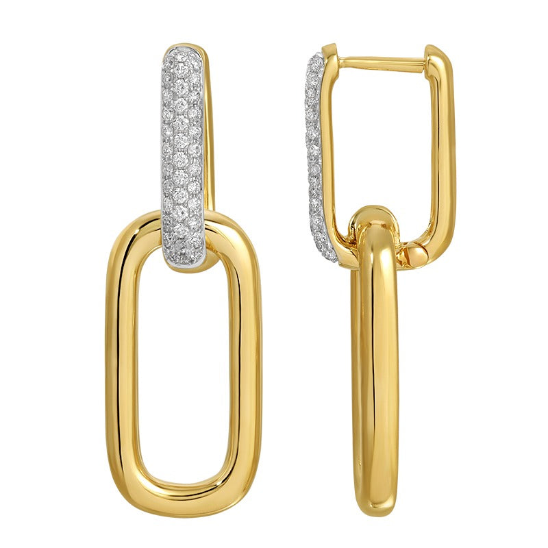 Diamond And Gold Paper Clip Earring