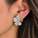 18k Two-Tone Diamond Cascading Floral Drop Earrings