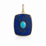 14k Yellow Gold Lapis & Turquoise Charm