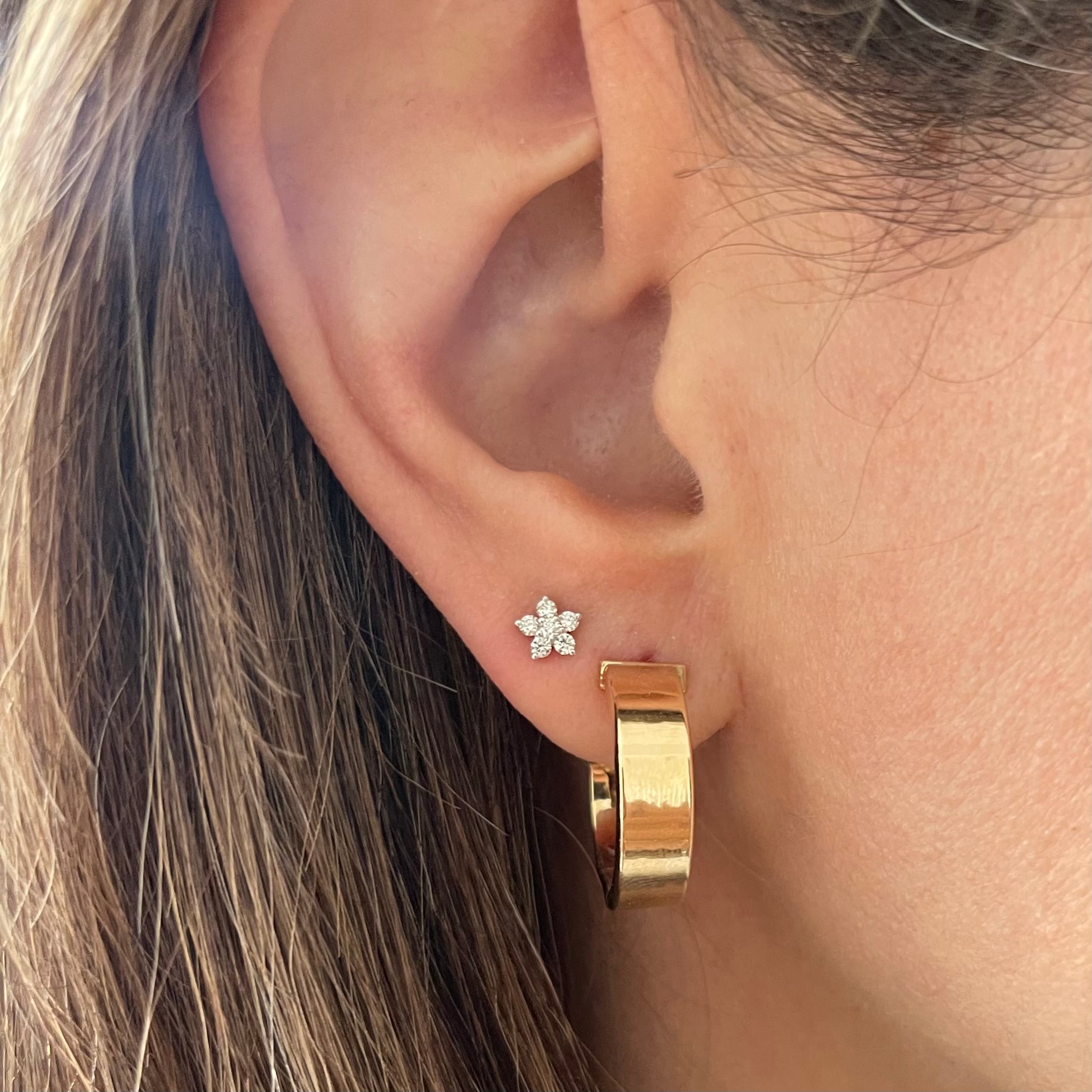 Mini Diamond Flower Stud Earrings