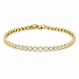 Graduated Bezel Diamond With Gold Disc Bracelet