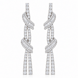 18k White Gold Natural Diamond Twisted Vine Fringe Drop Earrings