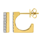 Diamond And Gold Square Huggie Earring