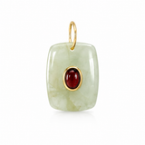 One-of-a-Kind Prehnite with A Garnet Cabochon Charm