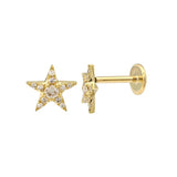 Flat Back Diamond Star Stud Earrings