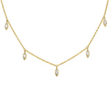 Five Pavé Diamond Marquise Drop Necklace