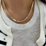 Emerald Cut Natural Diamond Bezel Necklace