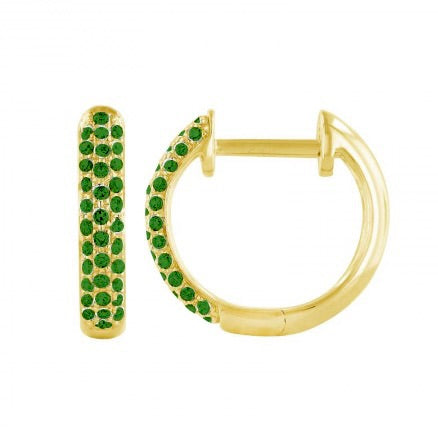 10mm Emerald Huggie Earrings