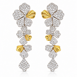 18k Two-Tone Diamond Cascading Floral Drop Earrings