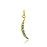 Turquoise And Diamond Crescent Pendant With Enhancer Bail