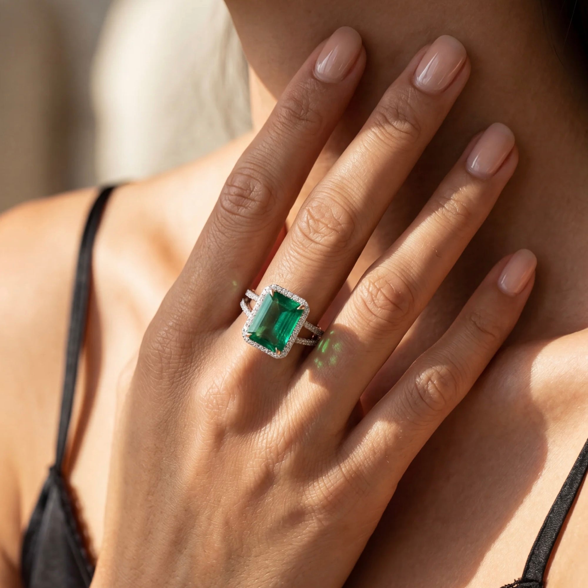 Custom Platinum And 18K Yellow Gold Emerald Ring