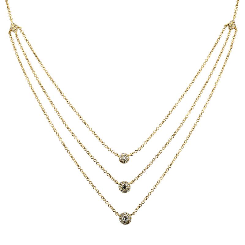 Three Tiered Pavé Diamond Necklace