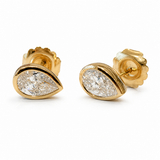 Lab Grown Pear Diamond Bezel Stud Earrings