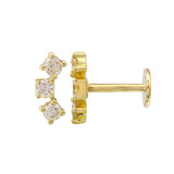 Flat Back Three Diamond Crawler Earring