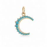 Turquoise And Diamond Crescent Moon Charm