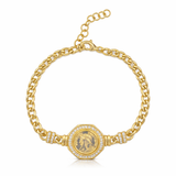 Diamond Coin On Cuban Link Bracelet
