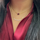 Gold Pear Ruby Necklace